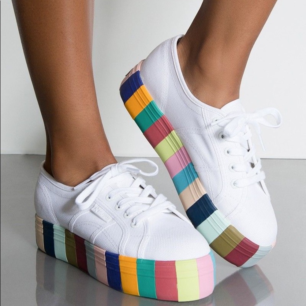 Superga cotton platform rainbow rubber sneakers
